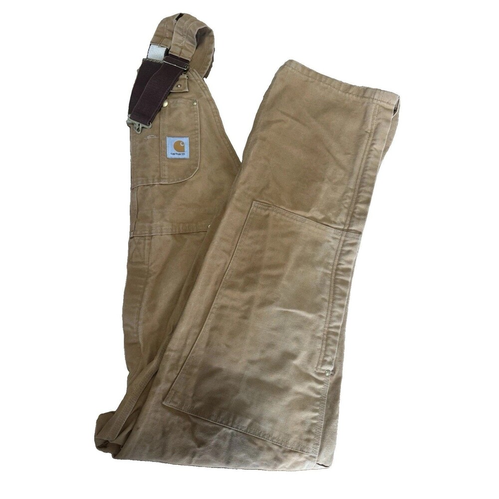 Vtg Carhartt R05 BRN Overalls 38x32 Made in USA 2002 Unworn Distressed Duck